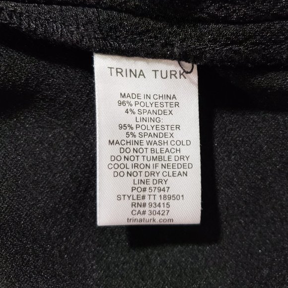 Trina Turk Black Sheath Lined Dress Notch Crew Neckline 10 EUC - Picture 6 of 8
